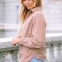 Apricot Ribbed Texture Half Zip Collared Sweatshirt