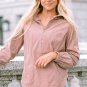 Apricot Ribbed Texture Half Zip Collared Sweatshirt