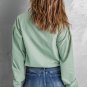 Green Zip Front Pocketed Pullover Sweatshirt