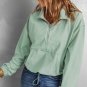 Green Zip Front Pocketed Pullover Sweatshirt