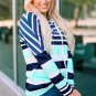 Multi Striped Drawstring Long Sleeve Hoodie