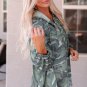 Green Long Sleeve Camo Print Oversize Hoodie