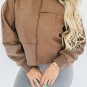 Coffee Solid Exposed Seam Pullover Sweatshirt