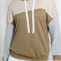 Brown Colorblock Patchwork Pullover Hoodie