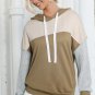 Brown Colorblock Patchwork Pullover Hoodie