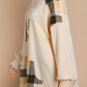 Khaki Plaid Patchwork Kangaroo Pocket Oversized Hoodie