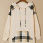 Khaki Plaid Patchwork Kangaroo Pocket Oversized Hoodie
