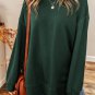 Duffel Green Oversized Drop Shoulder Split Hem Sweatshirt
