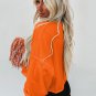 Orange Game Day Lettering Rugby Notched Neck Sweatshirt