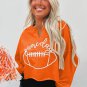 Orange Game Day Lettering Rugby Notched Neck Sweatshirt
