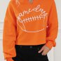 Orange Game Day Lettering Rugby Notched Neck Sweatshirt