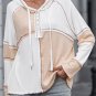 Multicolor Colorblock Seamed Ribbed Henley Hoodie