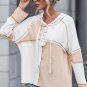 Multicolor Colorblock Seamed Ribbed Henley Hoodie
