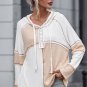 Multicolor Colorblock Seamed Ribbed Henley Hoodie
