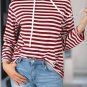 Burgundy Stripe Kangaroo Pocket Drawstring Hoodie