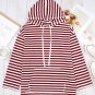 Burgundy Stripe Kangaroo Pocket Drawstring Hoodie