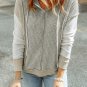 Gray Long Sleeve Textured Knit Patchwork Hoodie