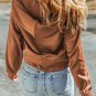 Brown Quarter Zip Kangaroo Pocket Hoodie
