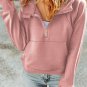 Pink Quarter Zip Kangaroo Pocket Hoodie