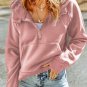 Pink Quarter Zip Kangaroo Pocket Hoodie
