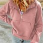 Pink Quarter Zip Kangaroo Pocket Hoodie