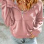 Pink Quarter Zip Kangaroo Pocket Hoodie