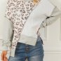 Asymmetrical Leopard Texture Splicing Loose Sweatshirt