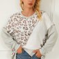 Asymmetrical Leopard Texture Splicing Loose Sweatshirt