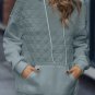 Light Grey Drop Shoulder Quilted Patchwork Kangaroo Pocket Hoodie