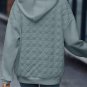 Light Grey Drop Shoulder Quilted Patchwork Kangaroo Pocket Hoodie
