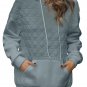 Light Grey Drop Shoulder Quilted Patchwork Kangaroo Pocket Hoodie