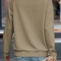 Apricot Quilted Buttoned Neckline Stand Neck Pullover Sweatshirt