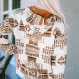 Beige Aztec Print Kangaroo Pocket Half-Zip Hoodie
