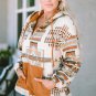 Beige Aztec Print Kangaroo Pocket Half-Zip Hoodie