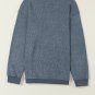 Blue Solid Ribbed Knit Round Neck Pullover Sweatshirt