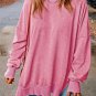 Pink Drop Shoulder Ribbed Trim Oversized Sweatshirt