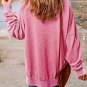 Pink Drop Shoulder Ribbed Trim Oversized Sweatshirt