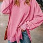 Pink Drop Shoulder Ribbed Trim Oversized Sweatshirt