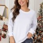 White Plain Crew Neck Pullover Sweatshirt