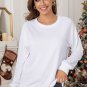 White Plain Crew Neck Pullover Sweatshirt