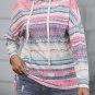 Multicolor Striped Print Cable Knit Drop Shoulder Hoodie