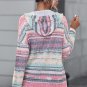 Multicolor Striped Print Cable Knit Drop Shoulder Hoodie
