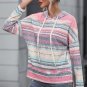 Multicolor Striped Print Cable Knit Drop Shoulder Hoodie
