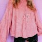 Pink Thunder Bolt Sequin Oversized Hoodie