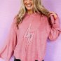 Pink Thunder Bolt Sequin Oversized Hoodie