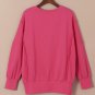Rose Exposed Seam Drop Shoulder Slit High Low Hem Sweatshirt