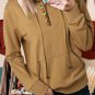 Khaki Drawstring Kangaroo Pocket Henley Hoodie