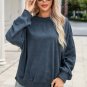 Sky Blue Drop Shoulder Crew Neck Pullover Sweatshirt