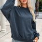 Sky Blue Drop Shoulder Crew Neck Pullover Sweatshirt
