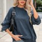 Sky Blue Drop Shoulder Crew Neck Pullover Sweatshirt